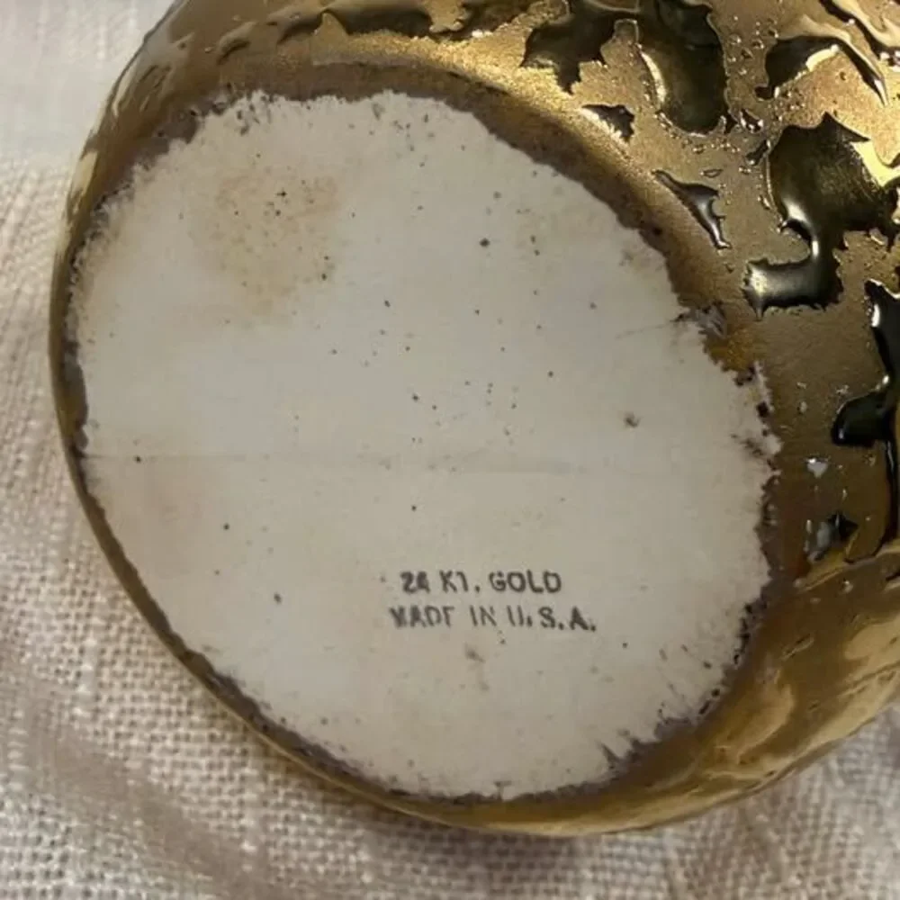 Vintage Gold Weeping Glaze Ceramic Double Handle Vase